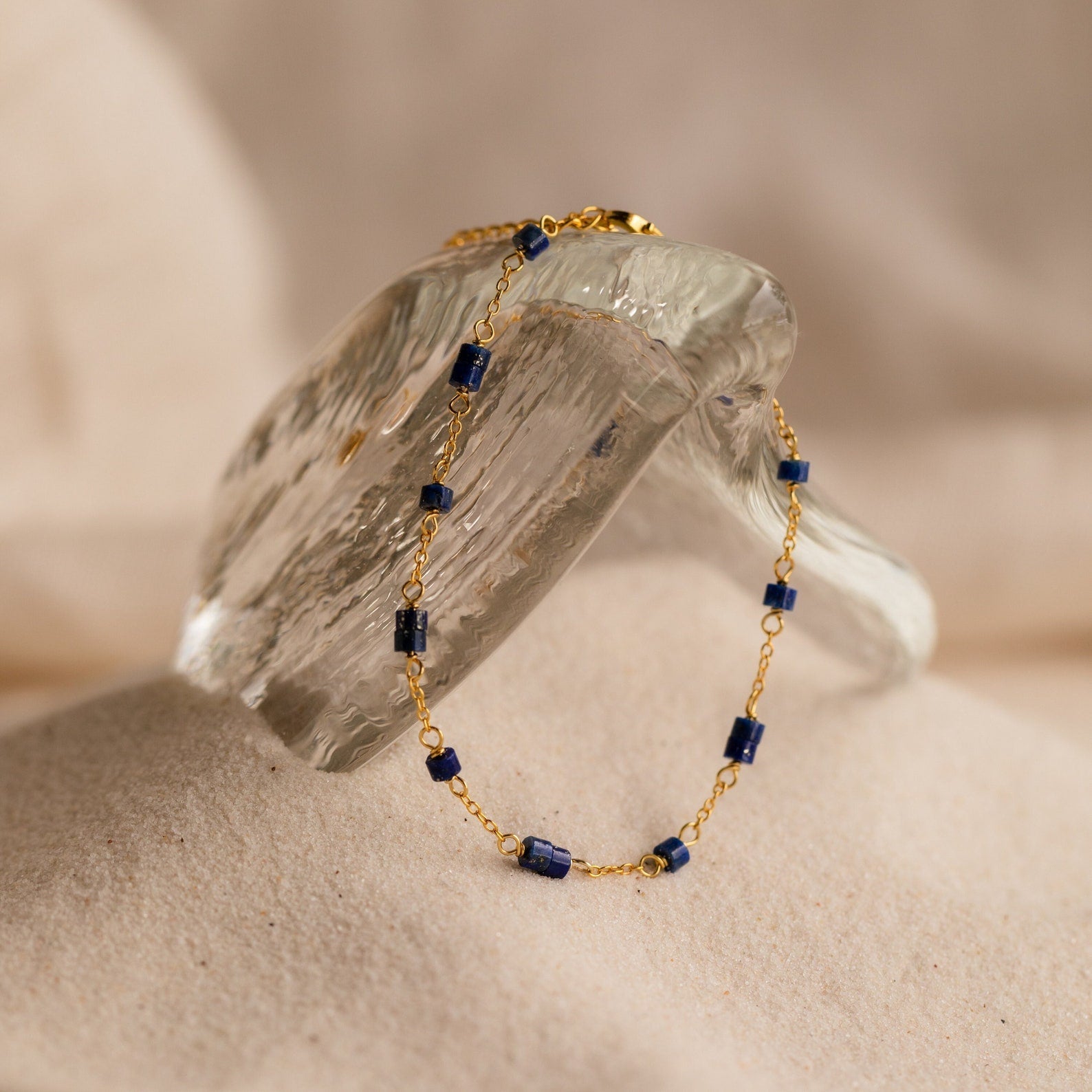 Azul Deep Blue Beaded Bracelet: Embrace Oceanic Elegance 18K Gold